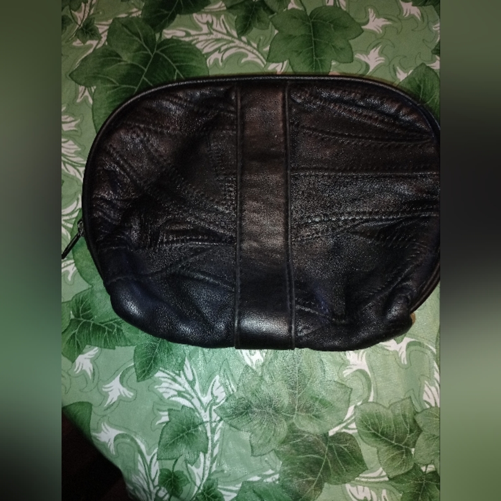 Vintage Black Patchwork Leather Pouch - image 1
